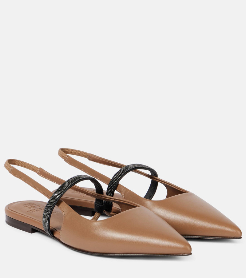 Pointy leather slingback flats - 1