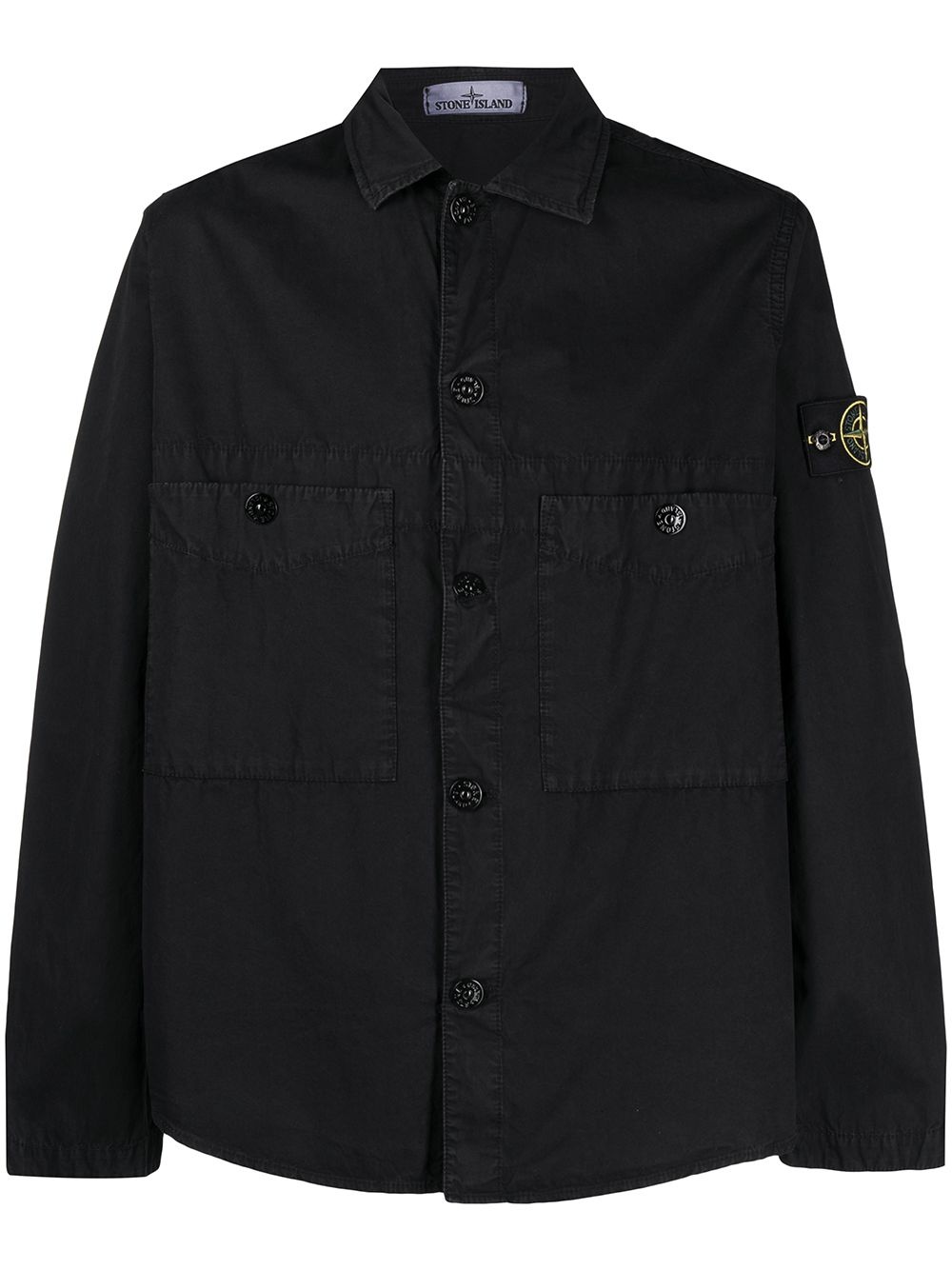 logo-patch poplin overshirt - 1