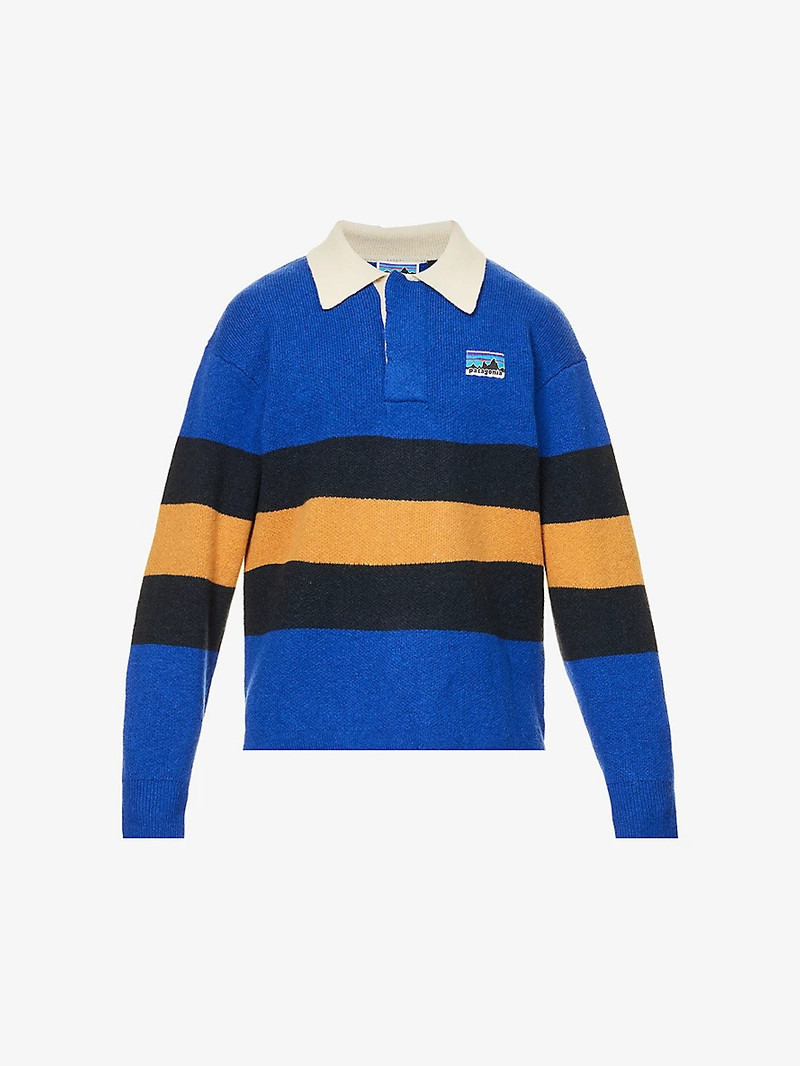 50th Anniversary striped relaxed-fit recycled-wool blend rugby shirt 1
