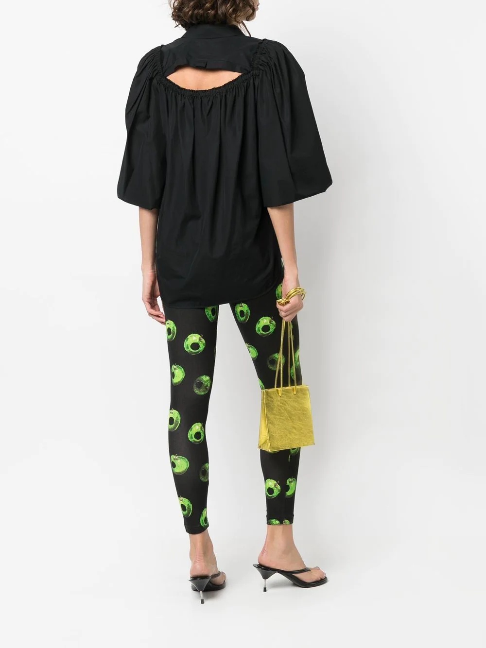 apple-print cotton leggings - 3