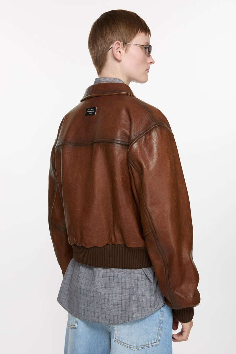 Leather bomber jacket - Tobacco brown 4