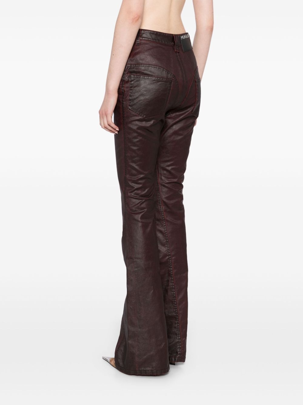 waxed flared jeans - 4