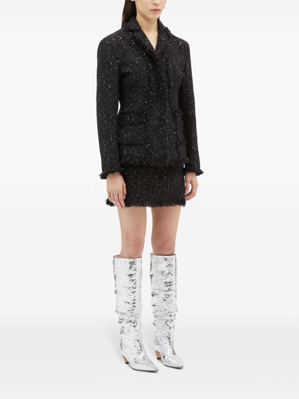 frayed-trim bouclÃ© miniskirt - 2