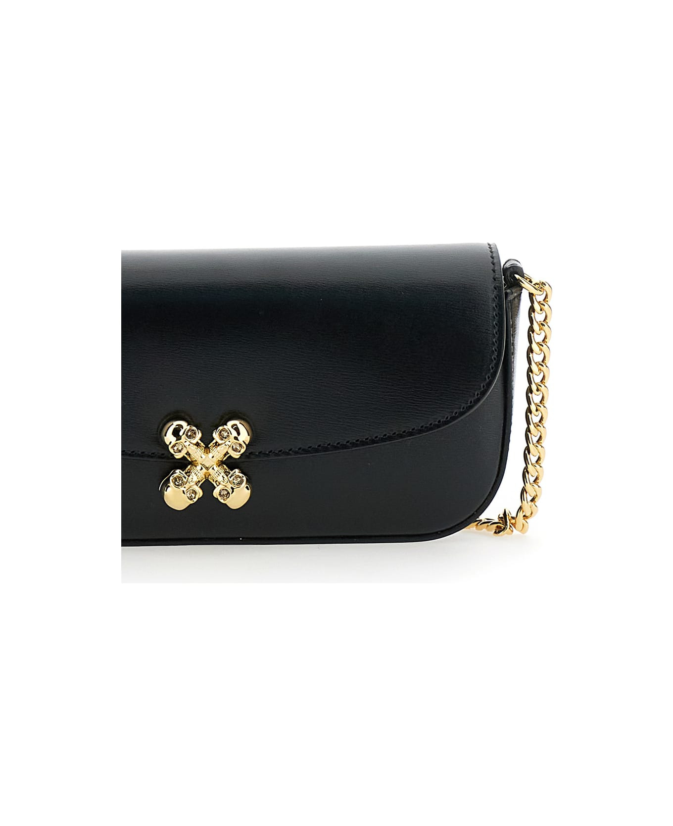 Black Healthier Small Skull Flower Crossbody Bag - 3