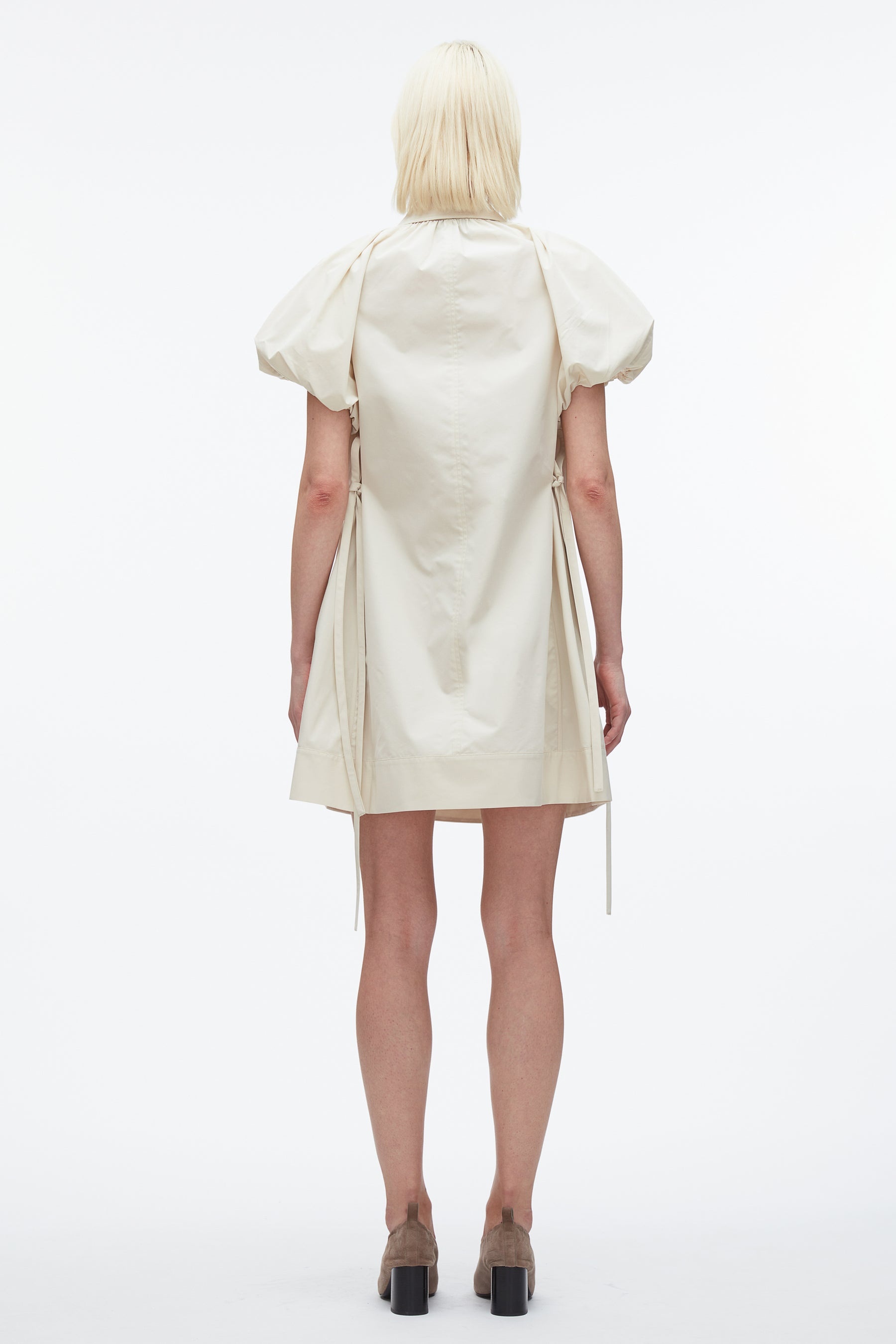 Puff Sleeve Short Shirt Dress - 4