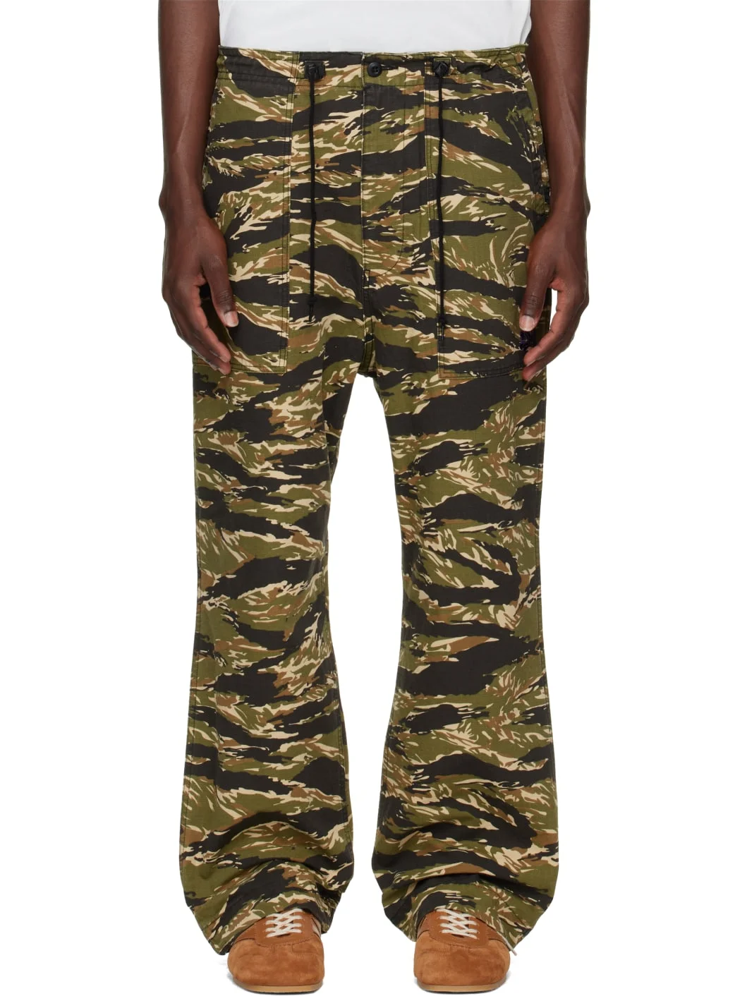 Khaki Cotton Ripstop Camo String Fatigue Trousers - 1