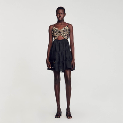 Sandro EMBROIDERED TWO-TONE DRESS outlook