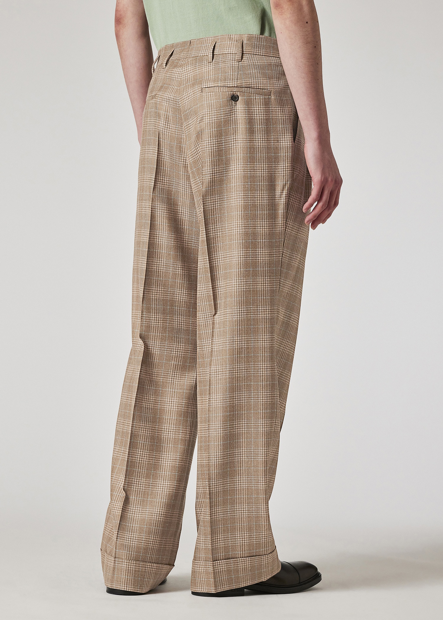 Light Brown Wool-Silk Check Suit - 5