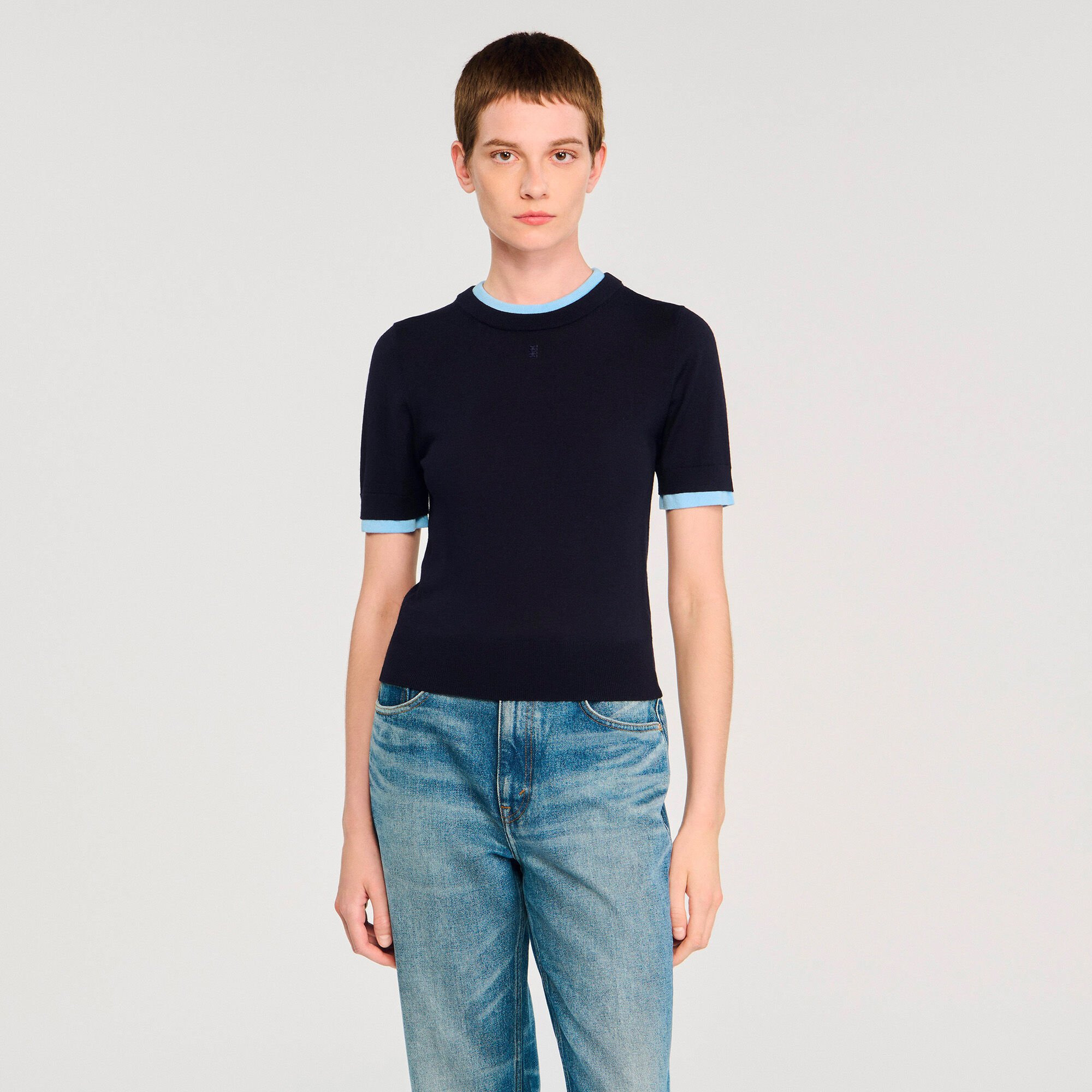 TWO-TONE CROPPED SWEATER - 4