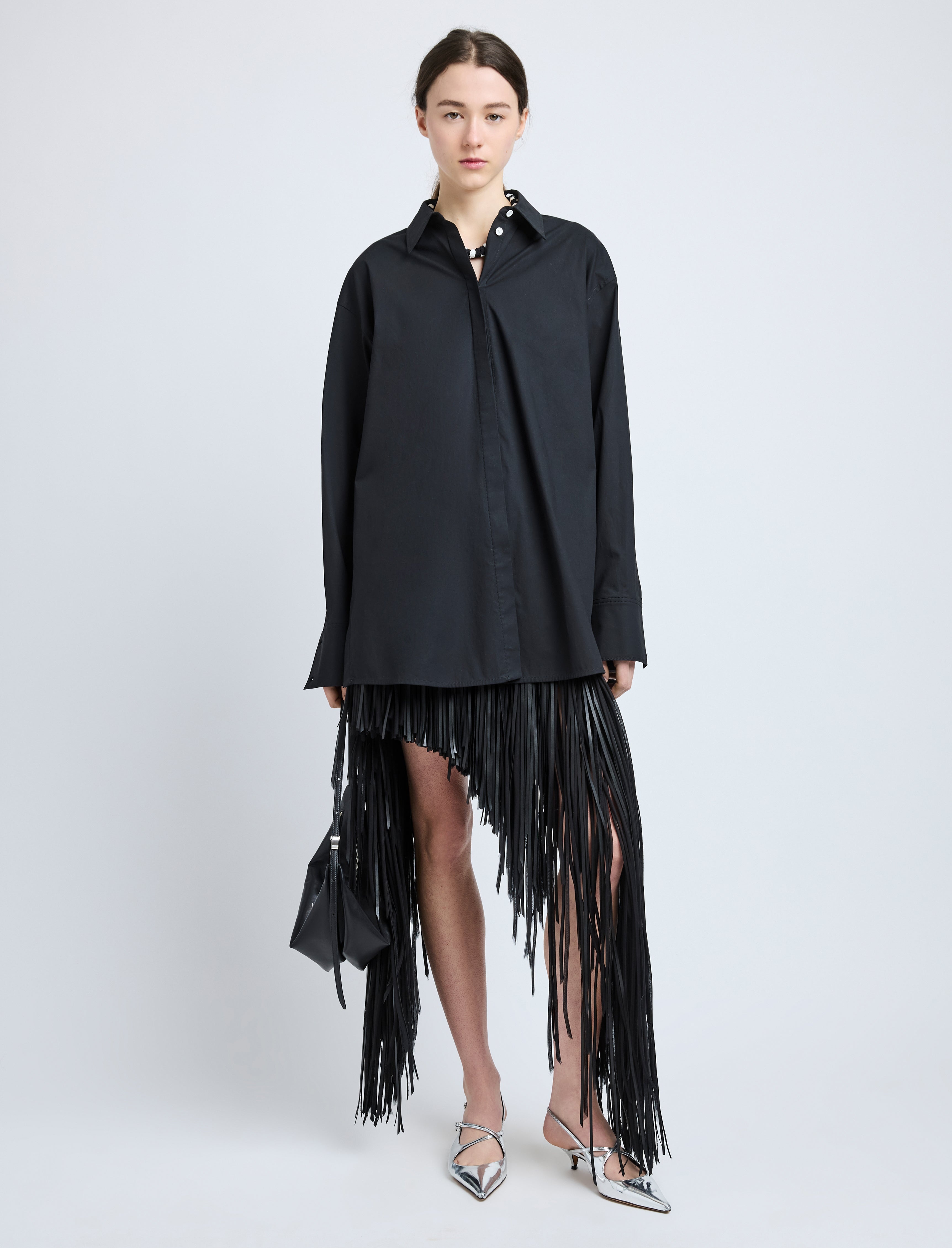 Phia Skirt in Leather Silk Fringe - 2