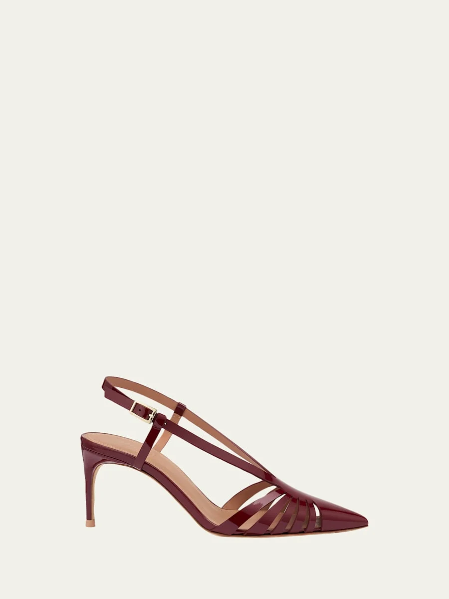 Janette 70mm Patent Leather Slingback Pumps - 1