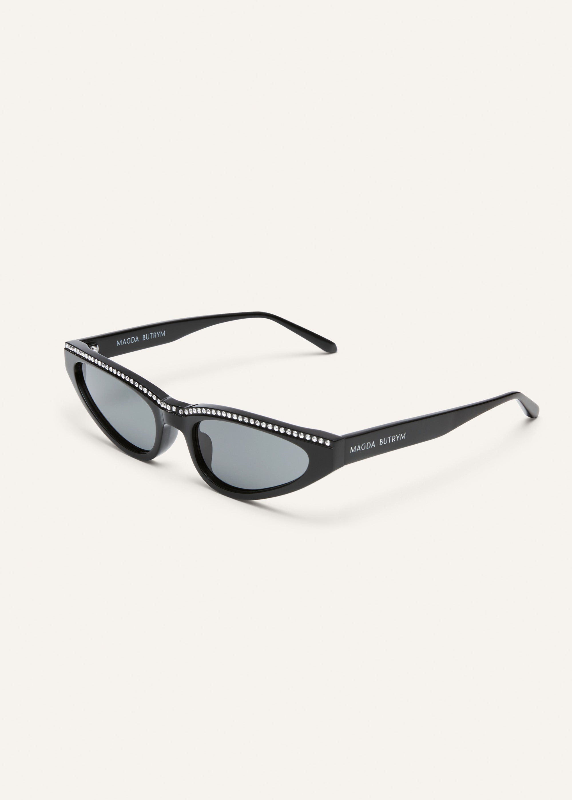 Pointed cat-eye sunglasses in black crystals - 2