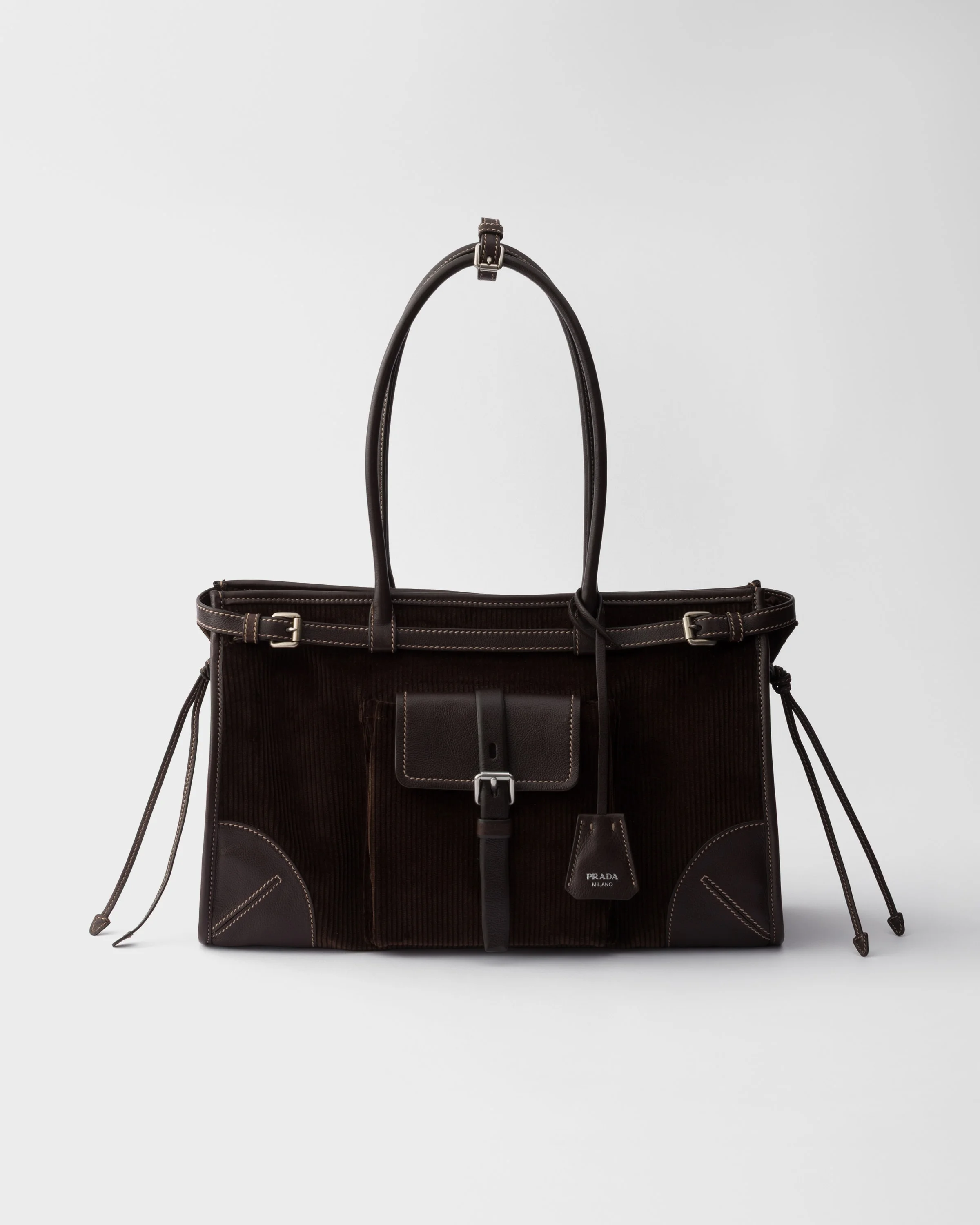 Prada Bonnie large corduroy and leather handbag - 1