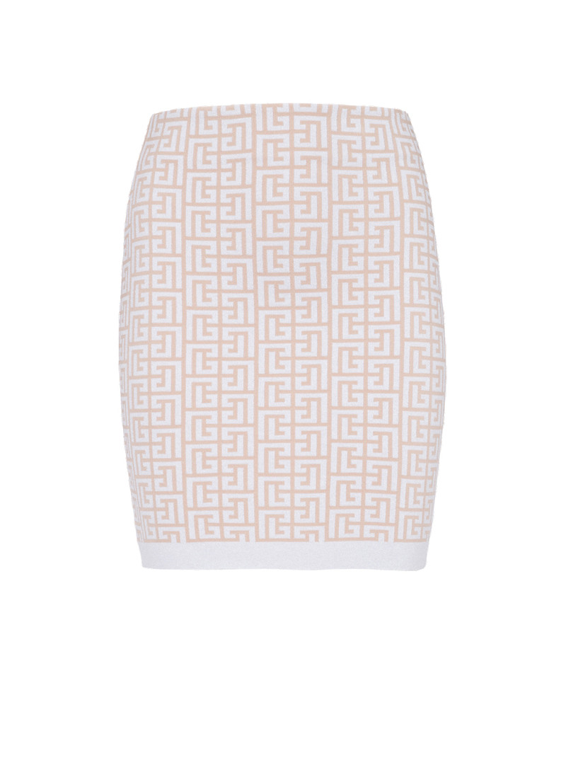 Short knit skirt with Balmain monogram 1