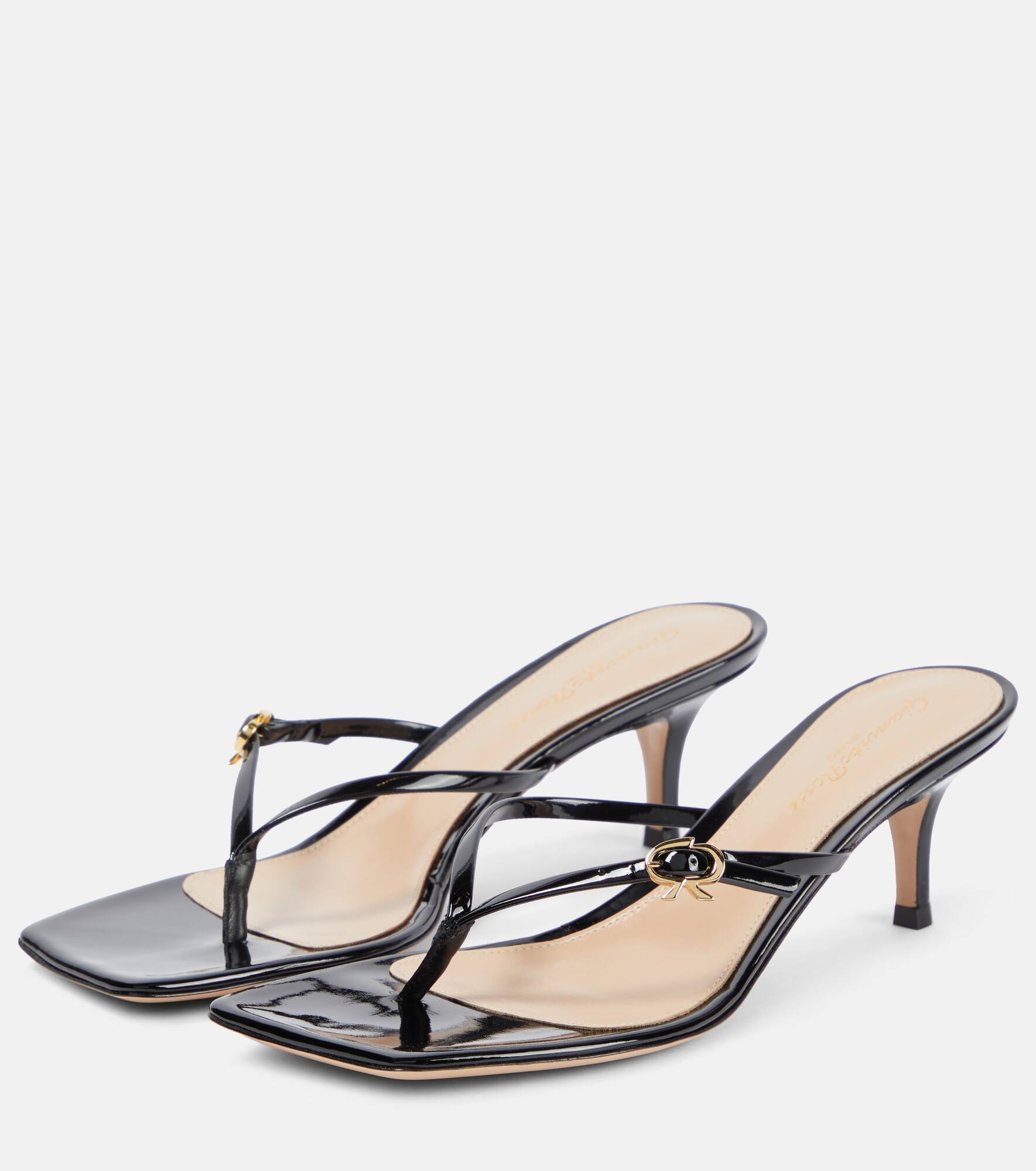 Patent leather thong sandals - 5