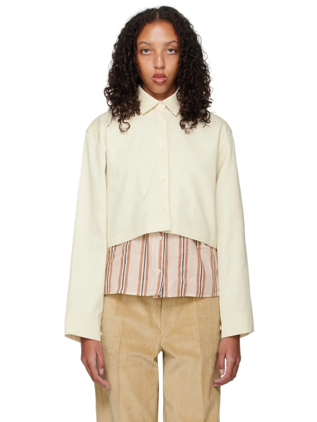 Off-White Cropped Shirt - 1