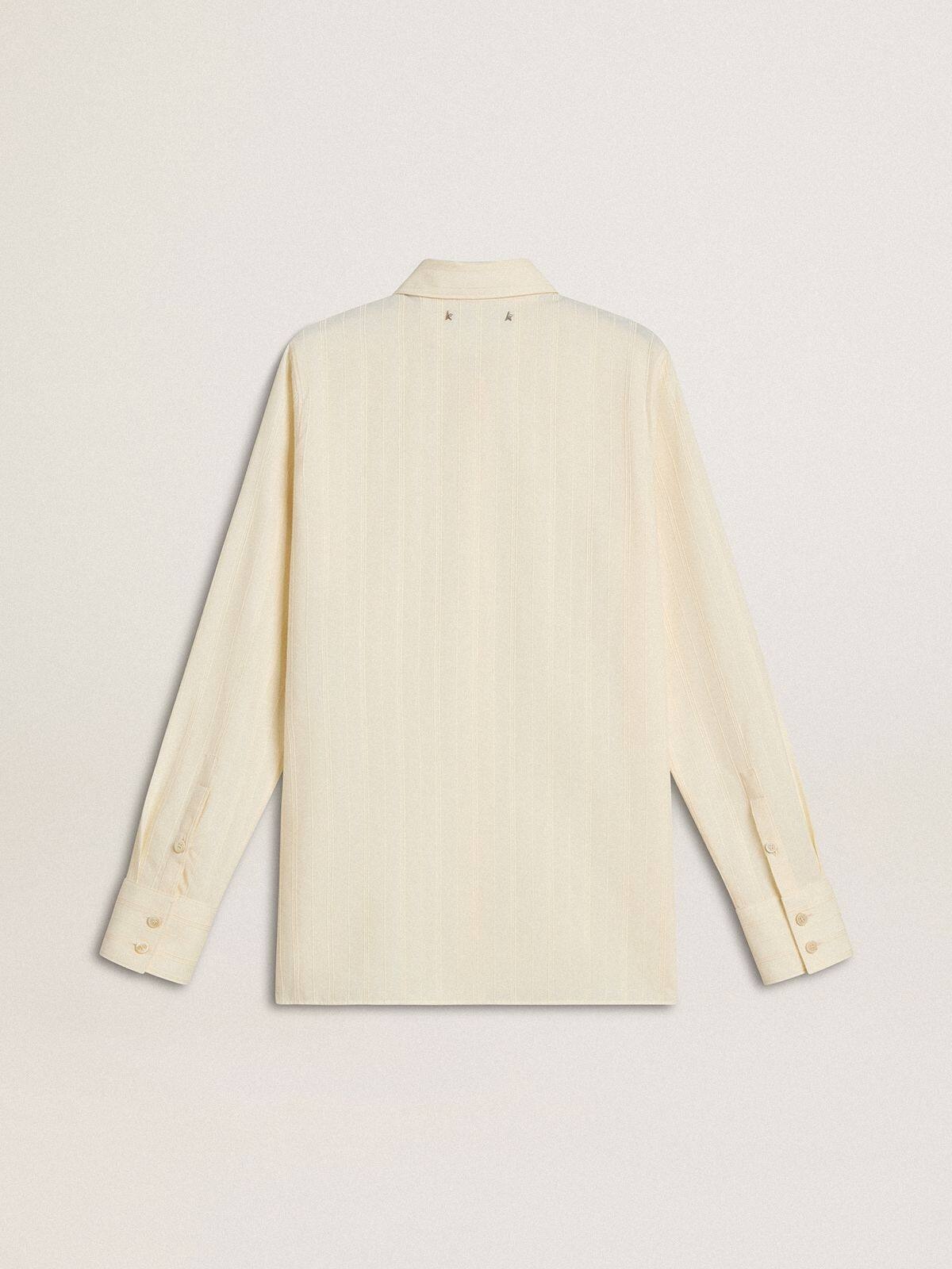 Women's cream-colored cotton shirt with floral embroidery - 7