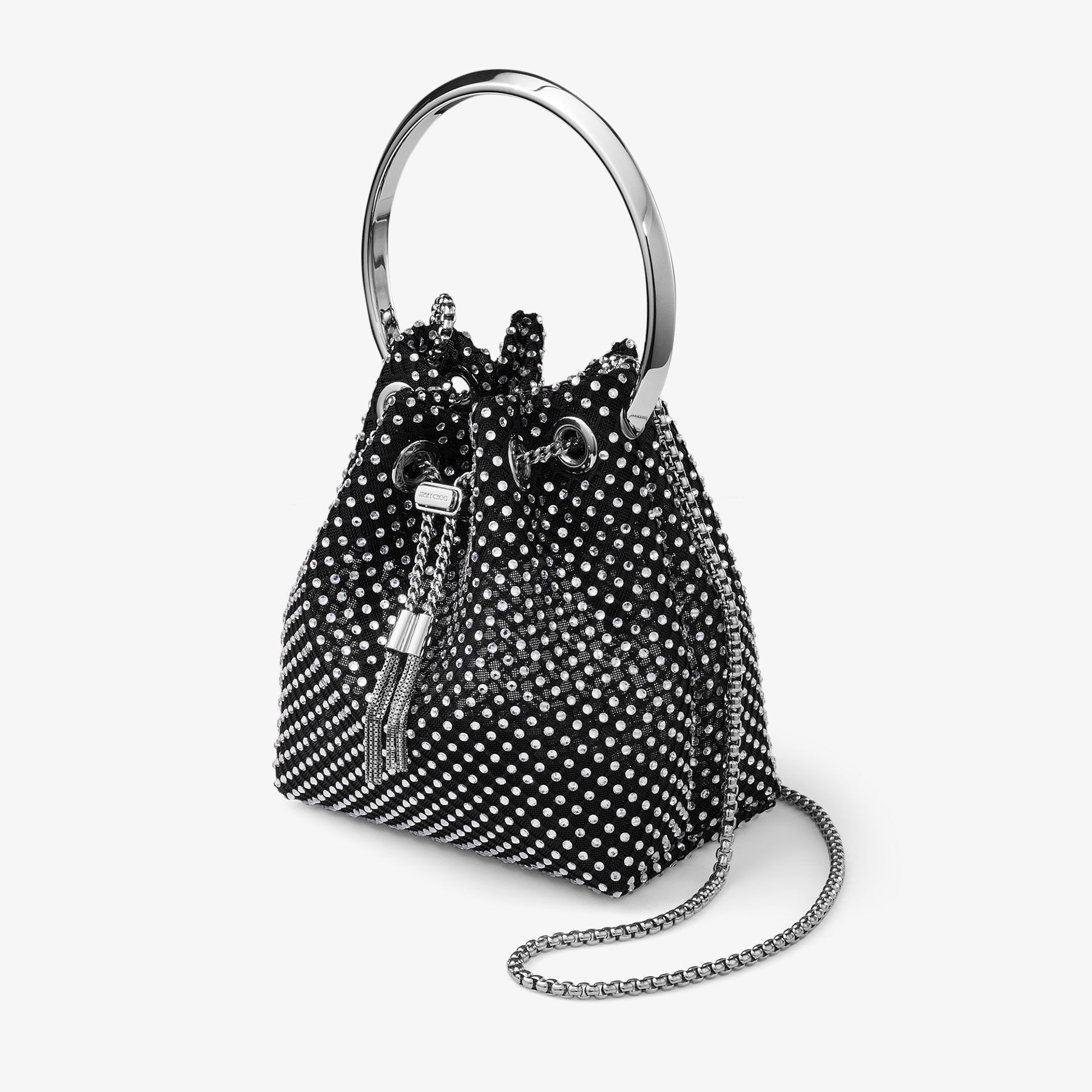 Bon Bon
Black Satin Crystal Mesh Handbag - 3