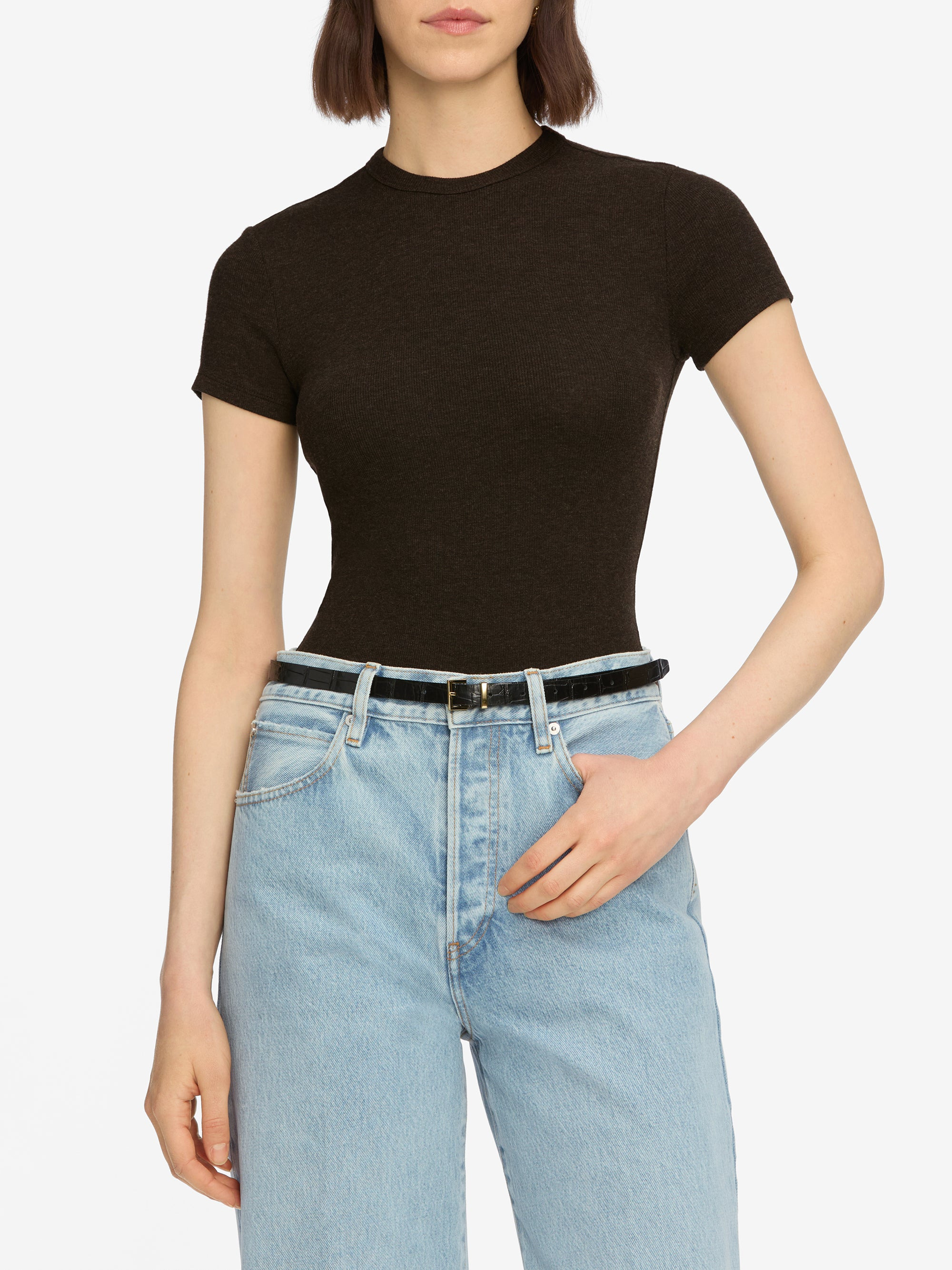 The Rib Baby Tee in Coffee - 3