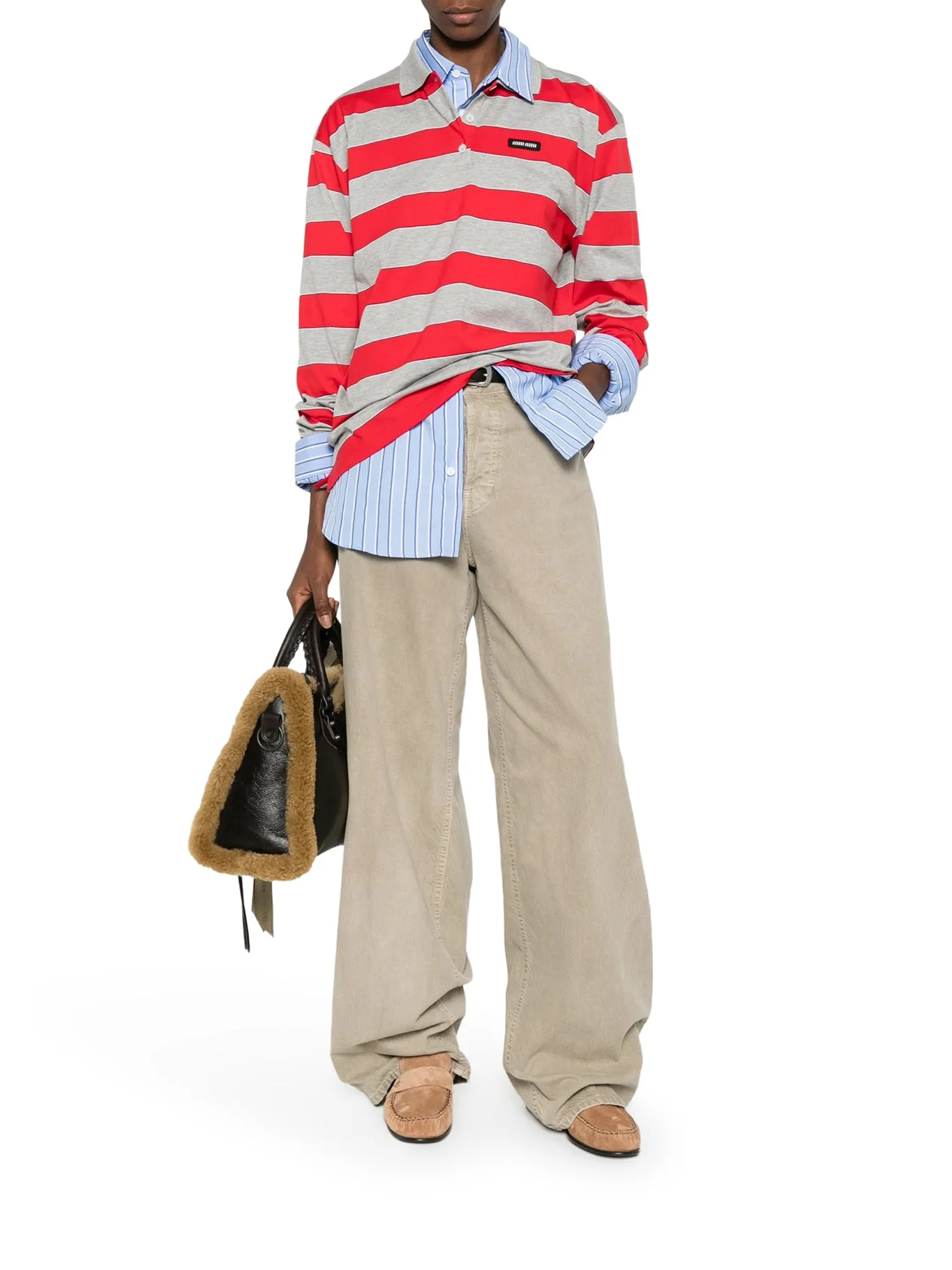 STRIPED COTTON JERSEY POLO SHIRT WITH LOGO PATCH - 1