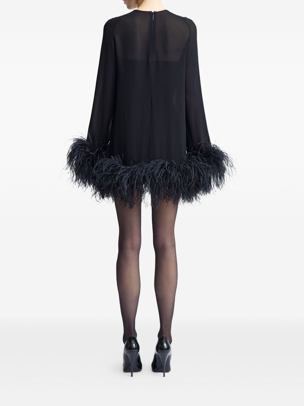 Hodi feather-trim mini dress - 4