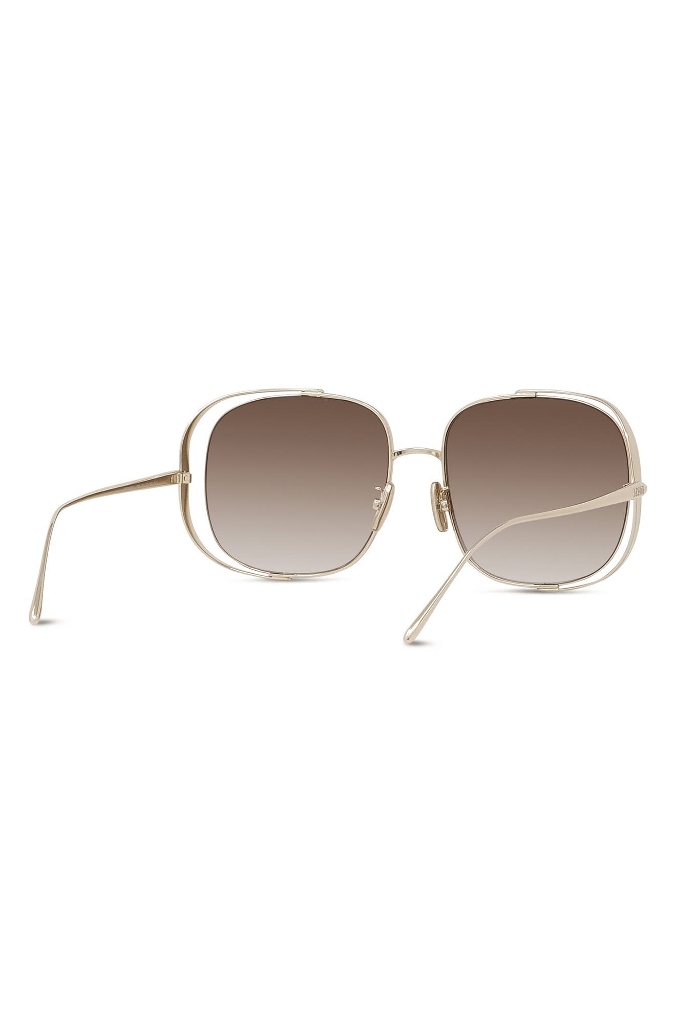 Loewe Signature 57mm Gradient Rectangular Sunglasses in Gold /Gradient Brown at Nordstrom - 7