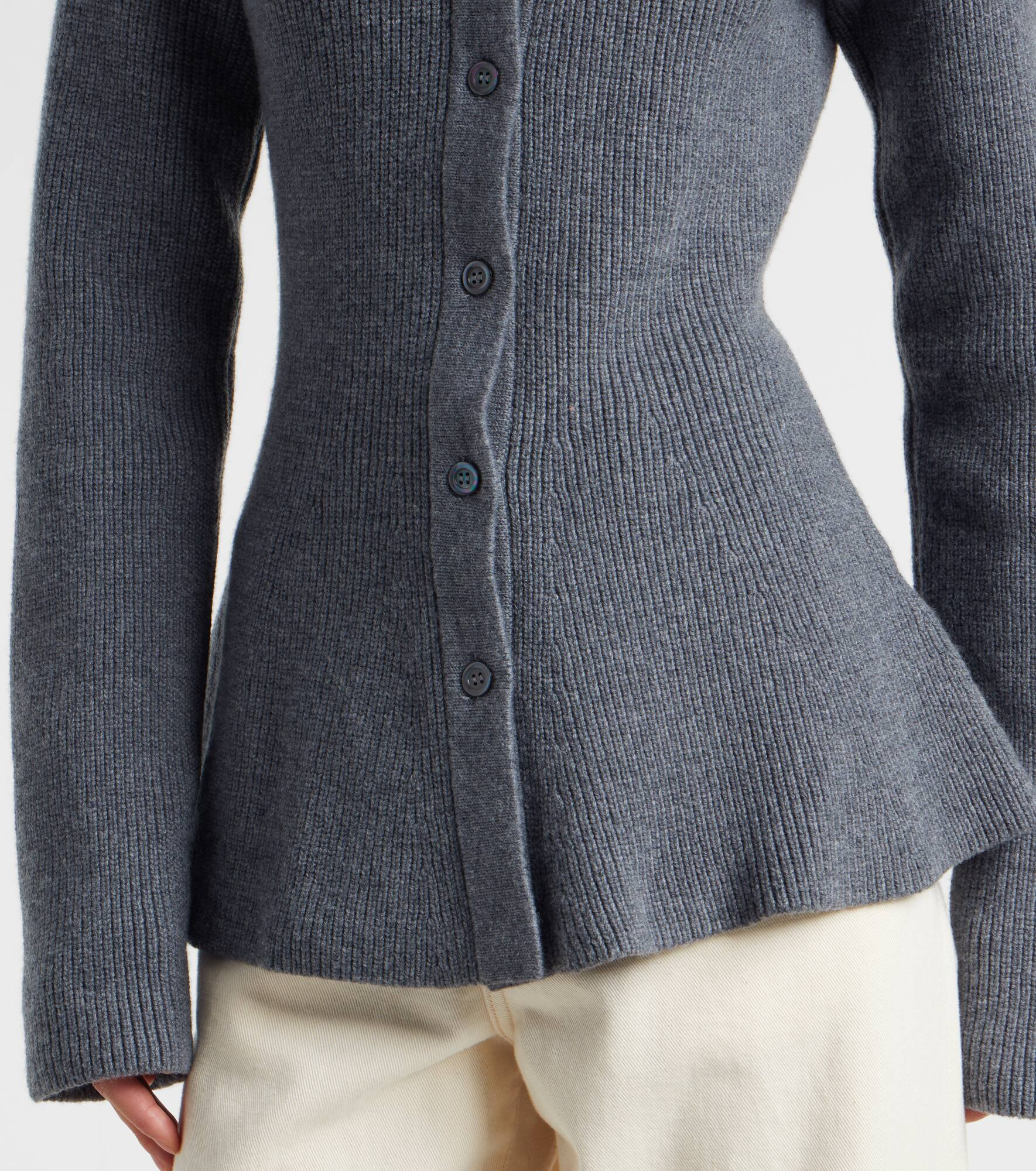 Ribbed-knit wool and cashmere cardigan - 5
