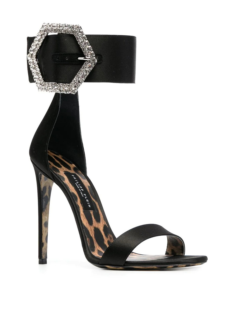 PHILIPP PLEIN Iconic Plein rhinestone-buckle sandals outlook