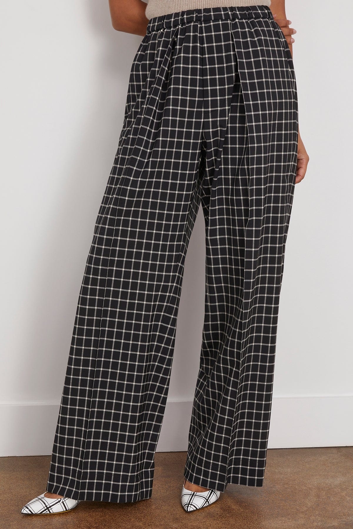 Trouser in Cream Check Black Base - 3