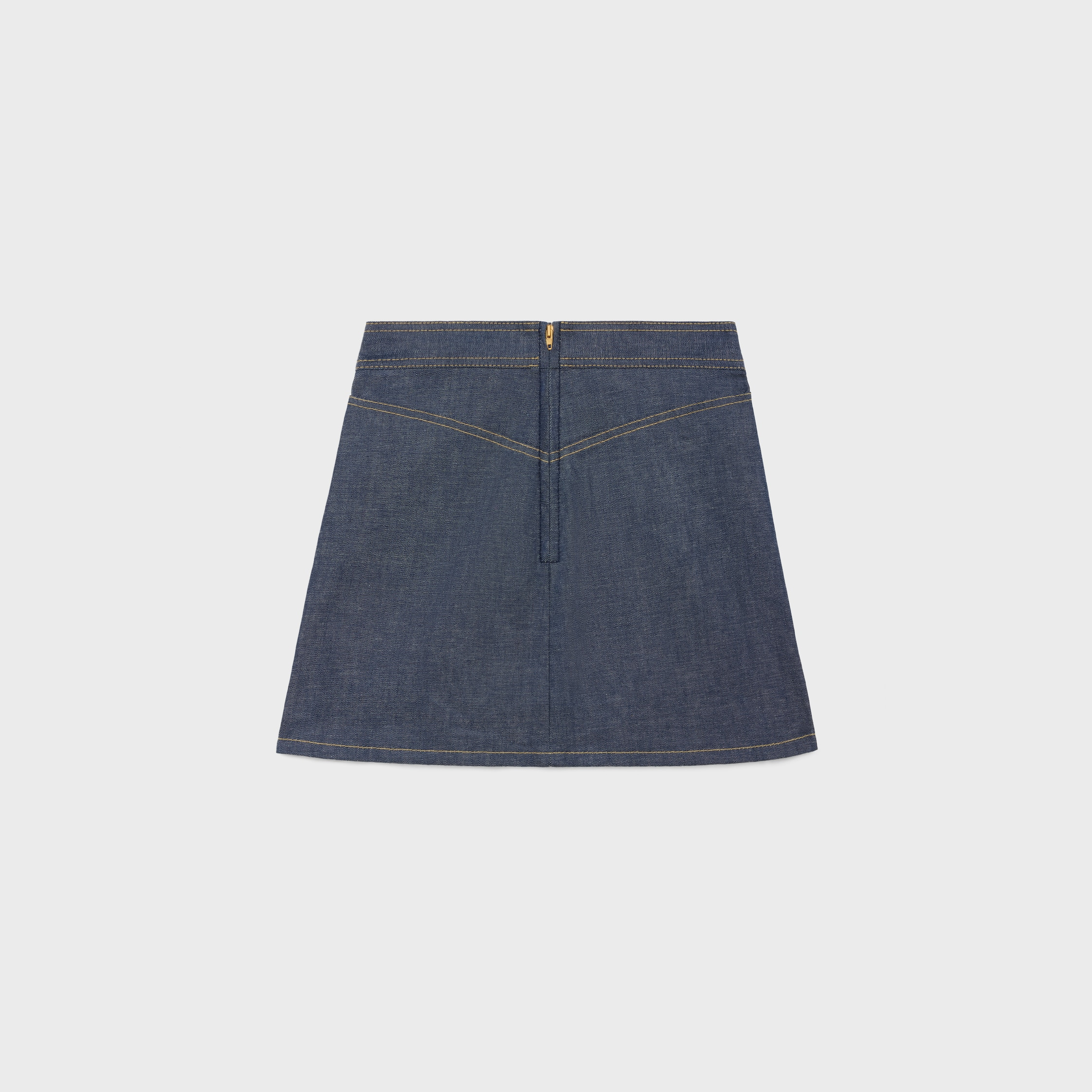 trapeze mini skirt in raw wash denim - 2