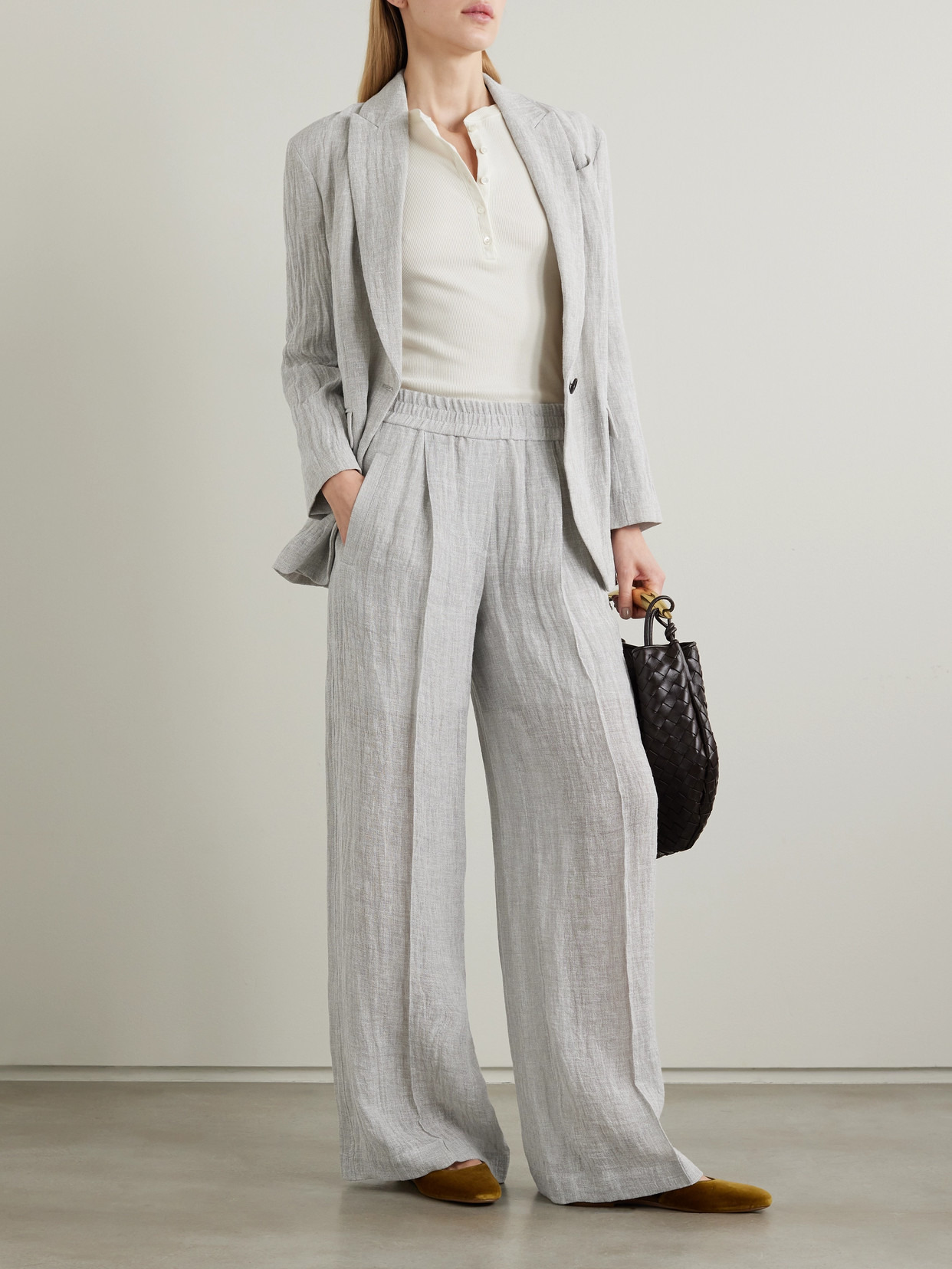 Crinkled Linen-blend Wide-leg Pants - 2