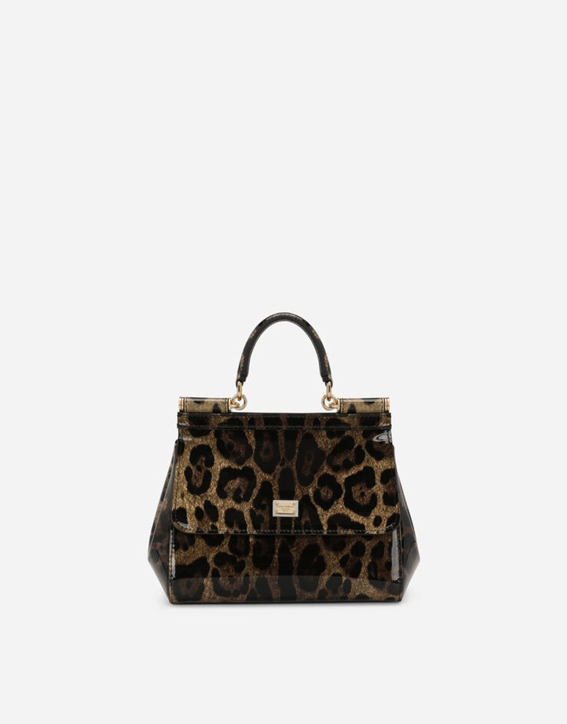 Small Sicily bag in leopard-print polished calfskin - 1
