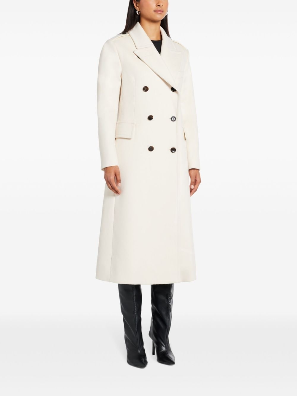 peak-lapel double-breasted coat - 2