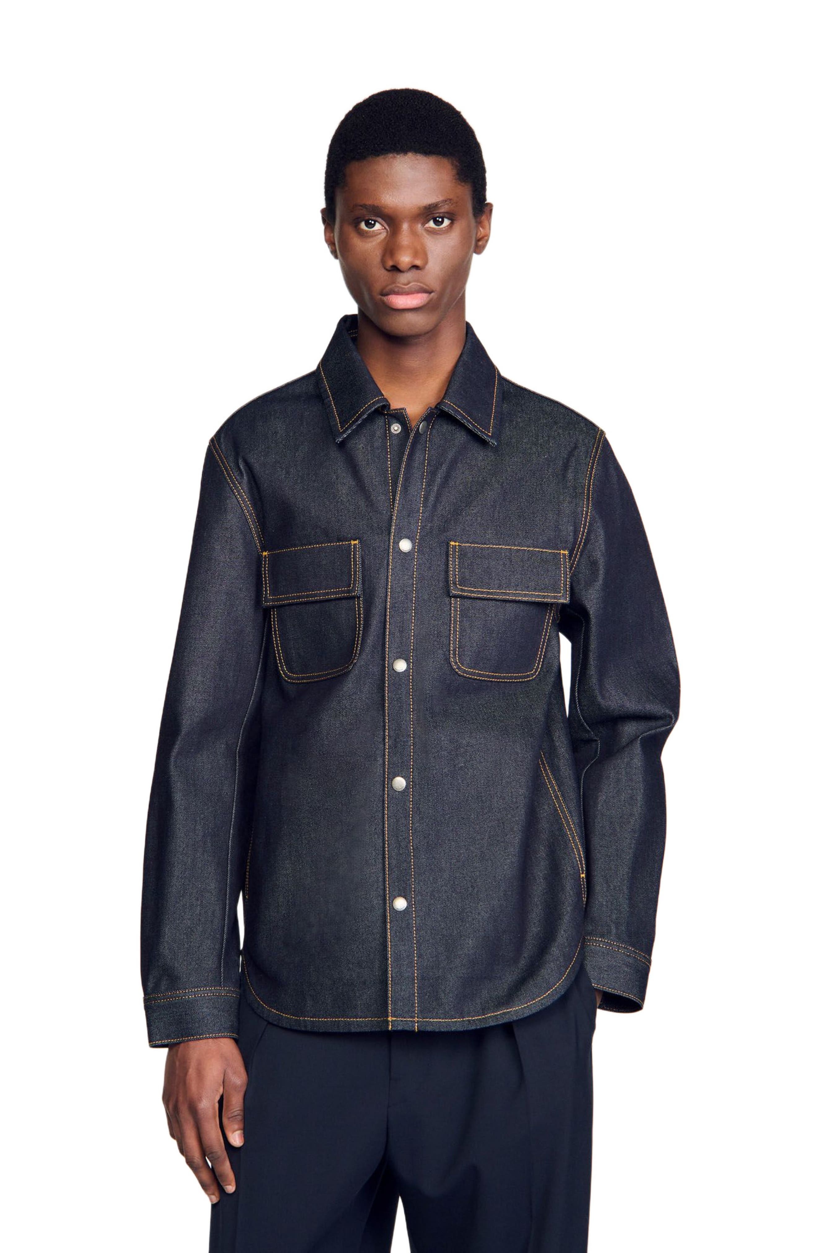 SANDRO Denim overshirt in Raw-Denim at Nordstrom - 3