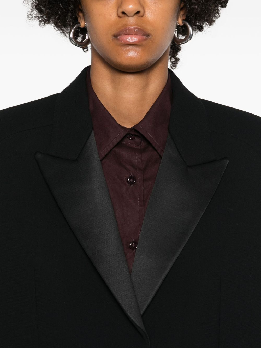 satin-lapel cropped jacket - 5