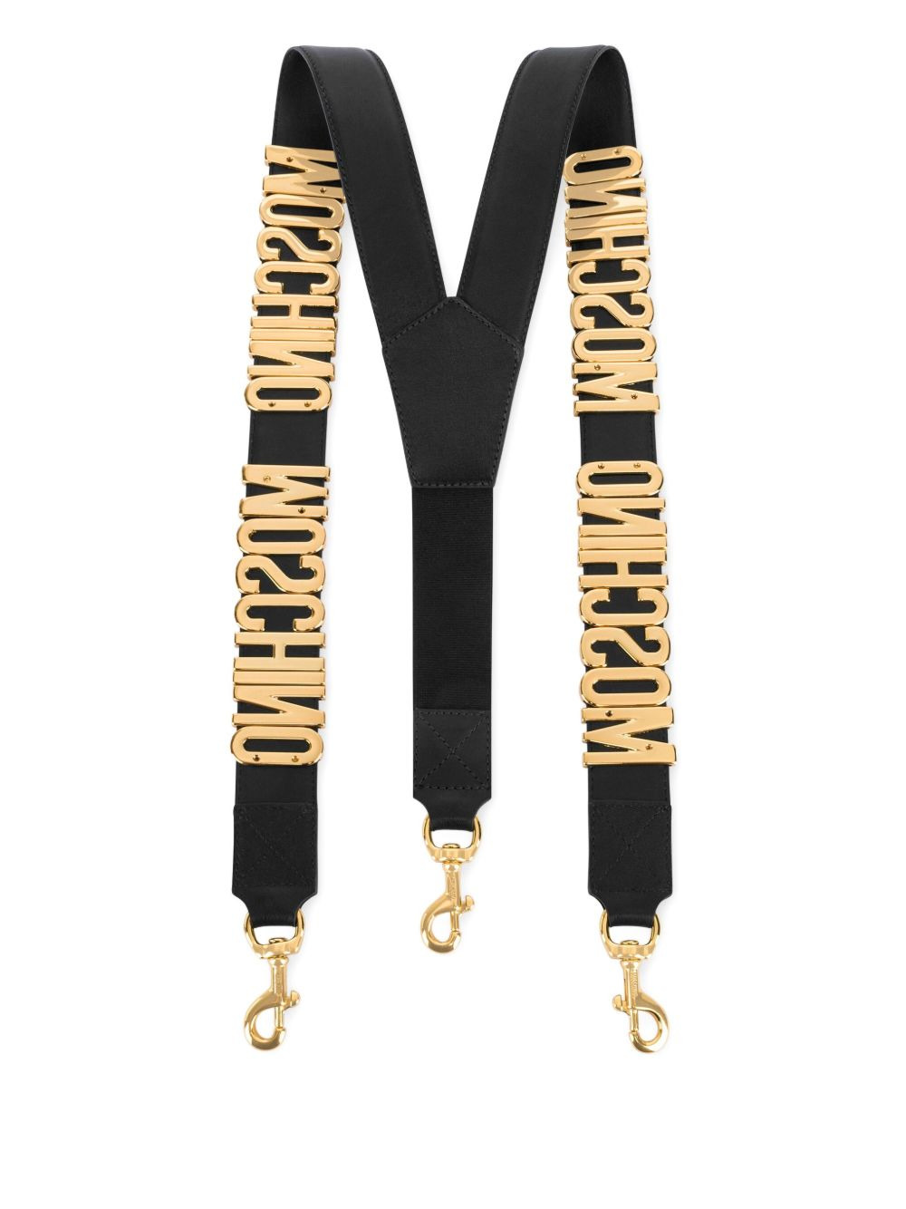 logo-plaque leather suspenders - 2