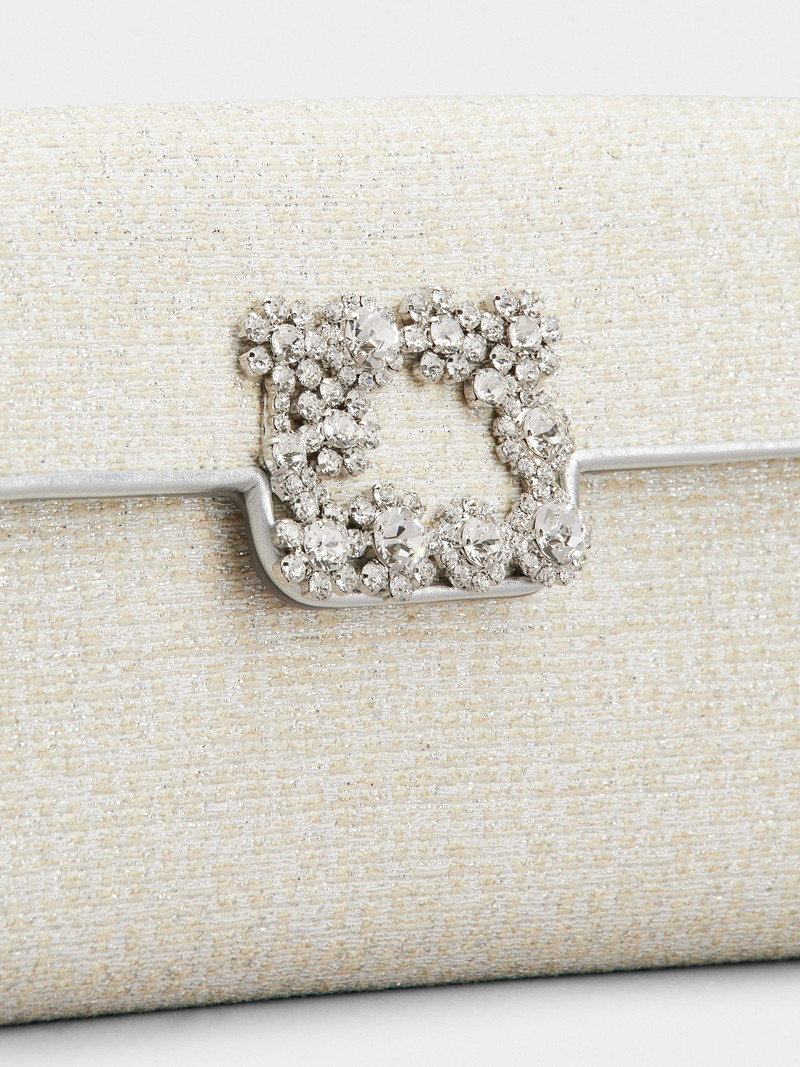 Flower Strass Piping Buckle Clutch Bag in Fabric 7