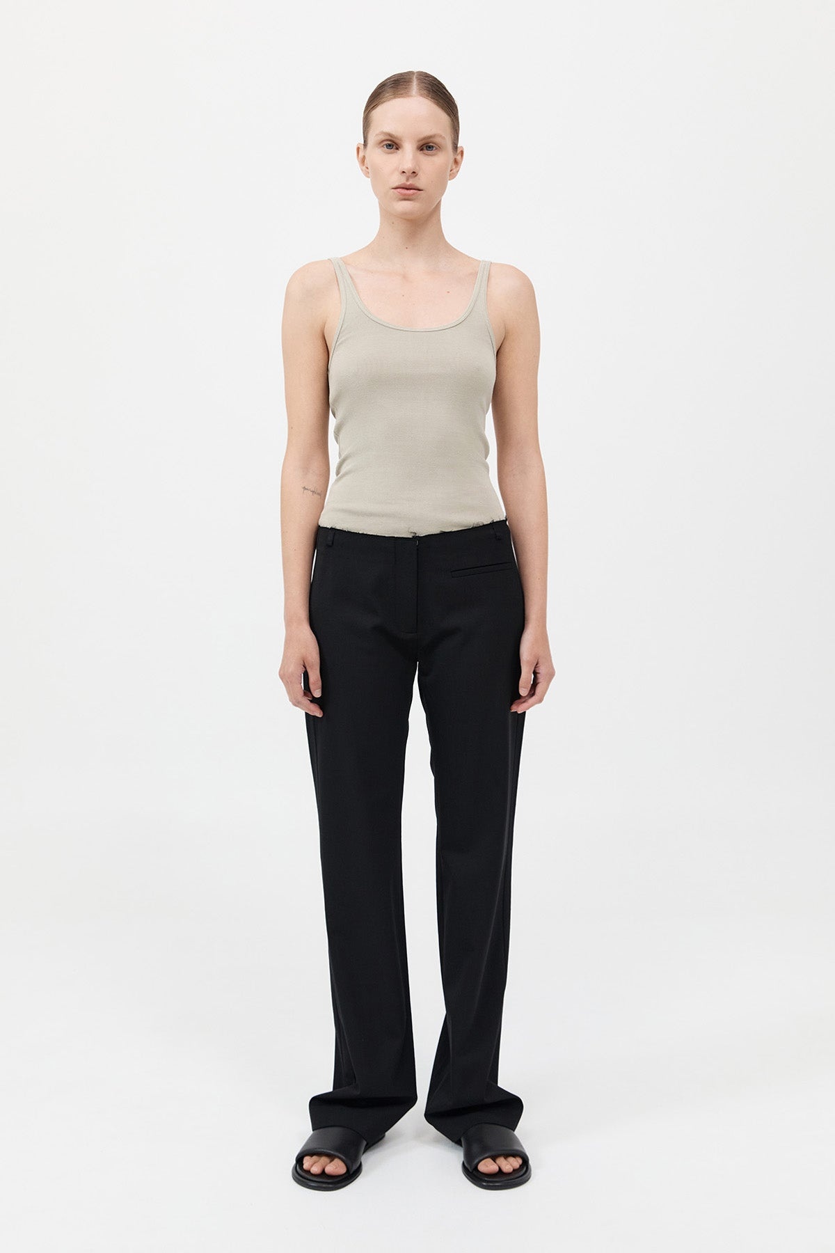 Organic Cotton Slim Scoop Tank - Moss Grey - 3