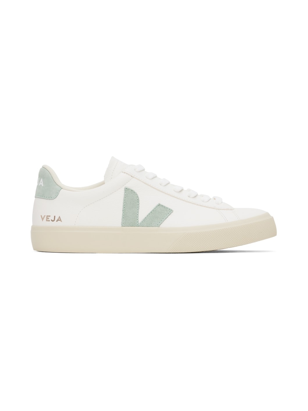 White & Green Campo Leather Sneakers - 1