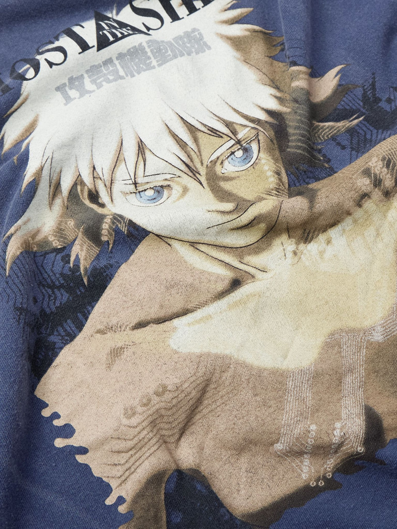 + Ghost in the Shell Distressed Printed Cotton-Jersey T-Shirt Navy 5