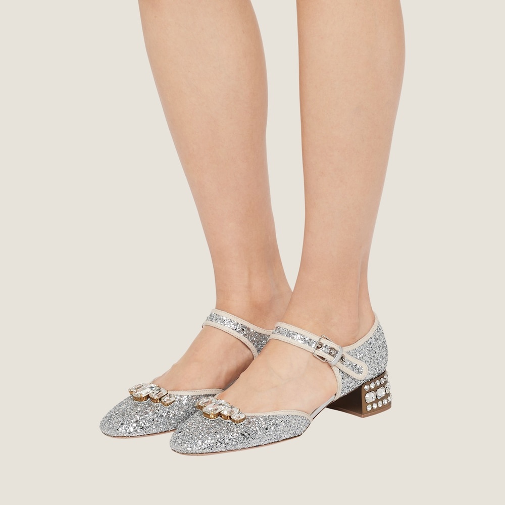 Glitter fabric pumps - 4