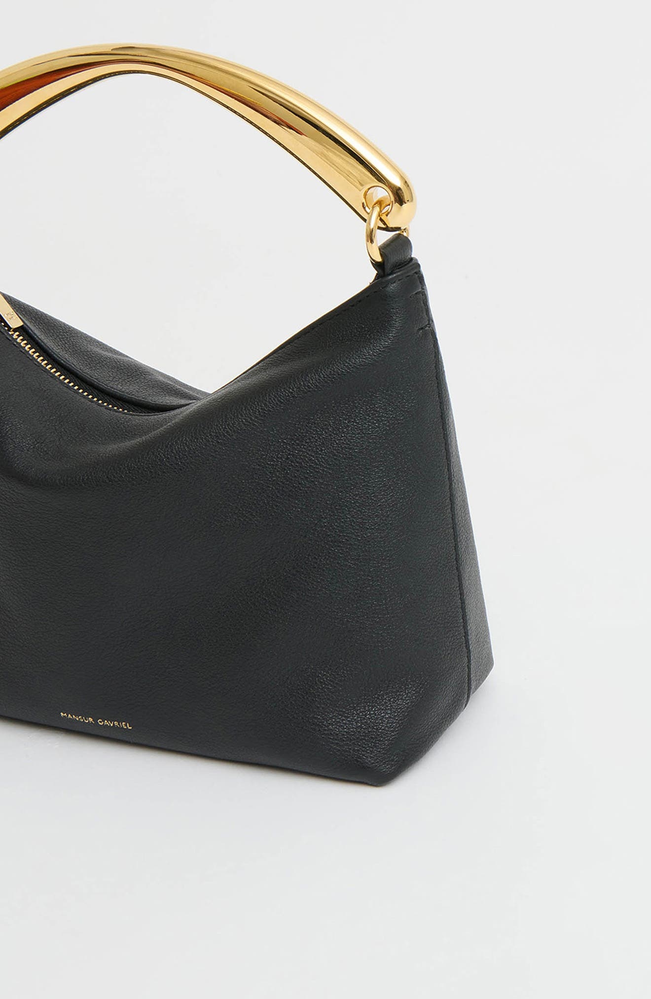 Mansur Gavriel Hera Metal Handle Leather Bag in Black/Flamma at Nordstrom - 4