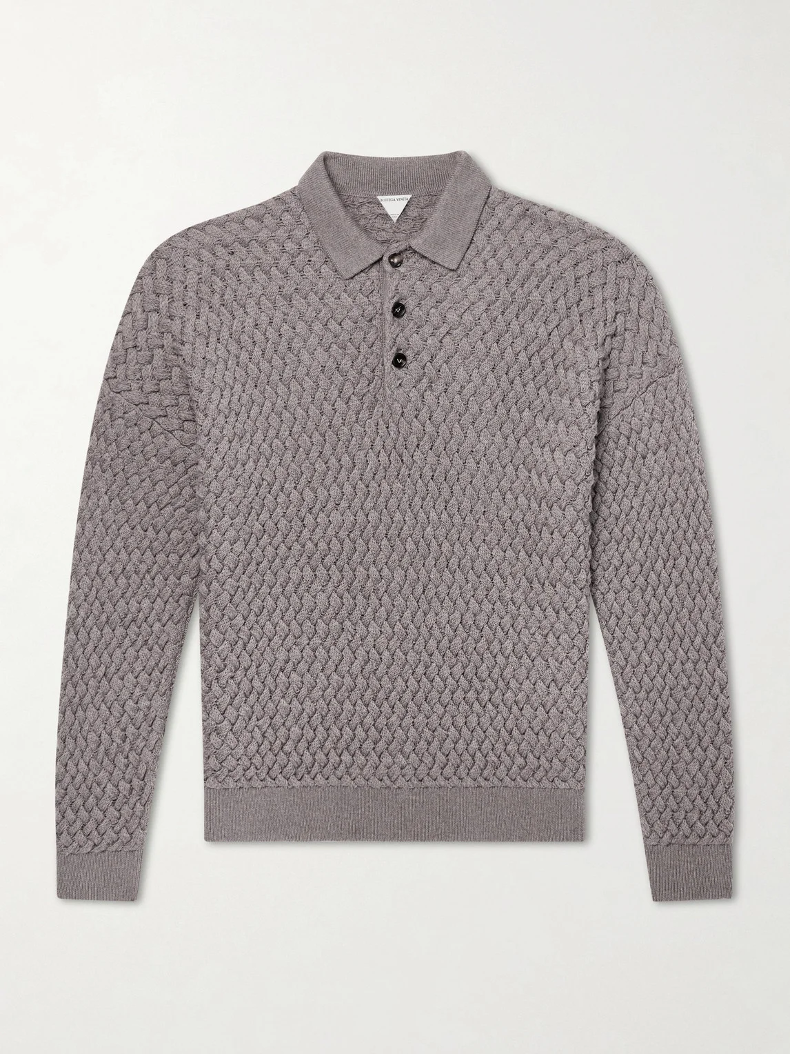 Intrecciato Wool Polo Sweater - 1