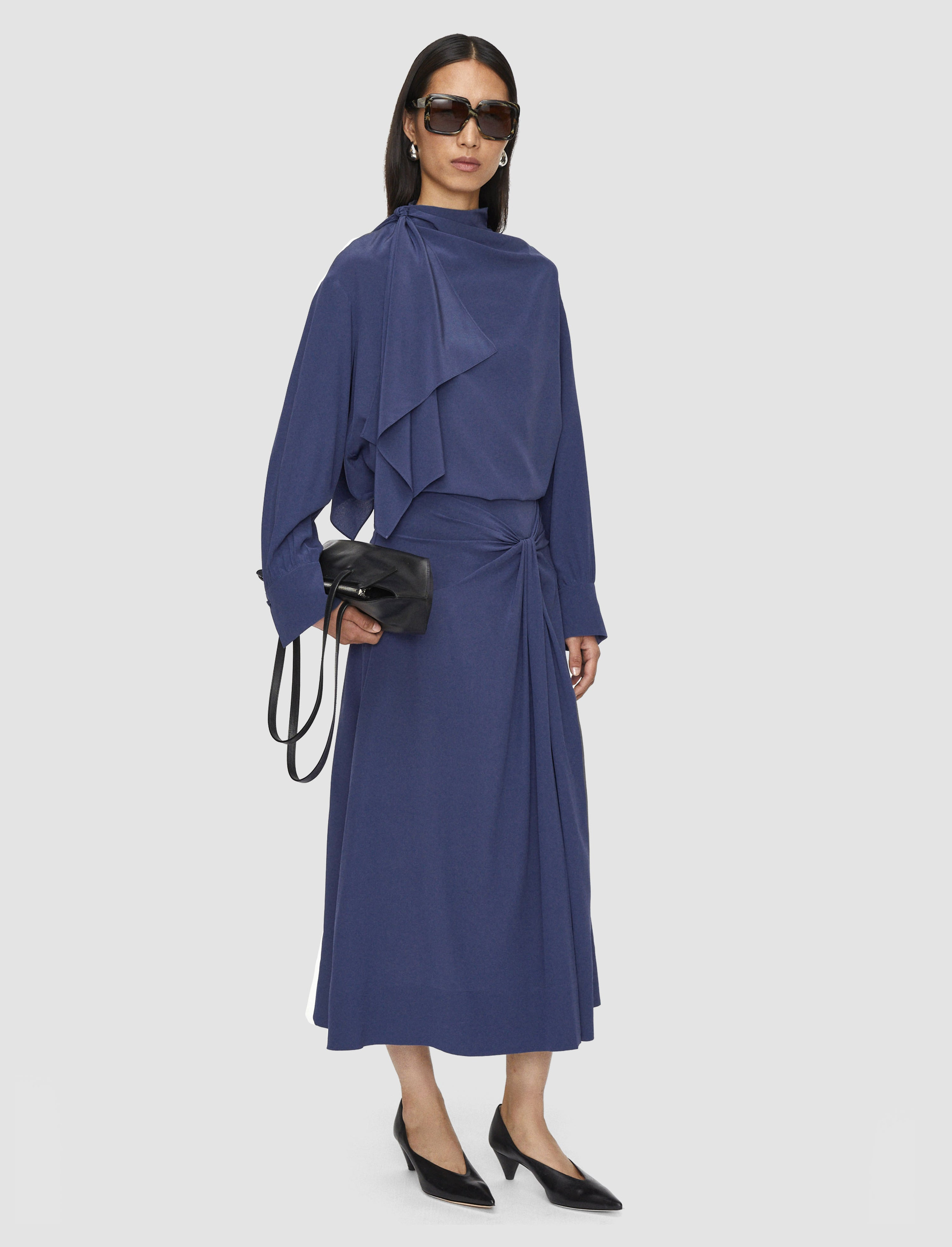 Juliana Crepe de Soie Knot Blouse - 2