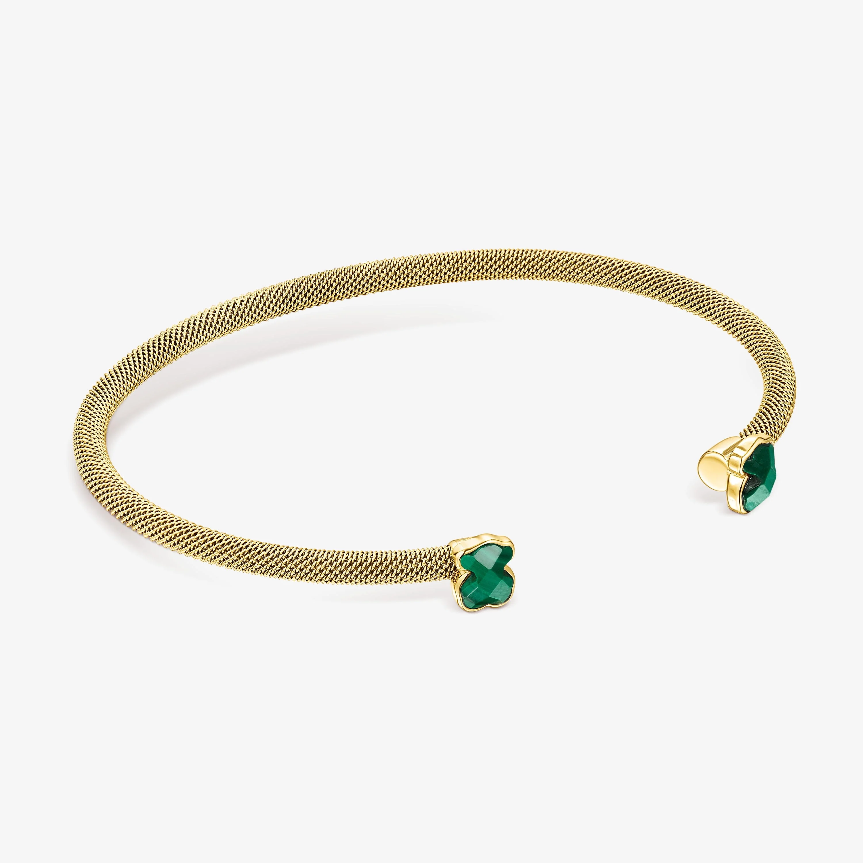 Fine gold-colored IP Steel Bracelet with Malachite - 1