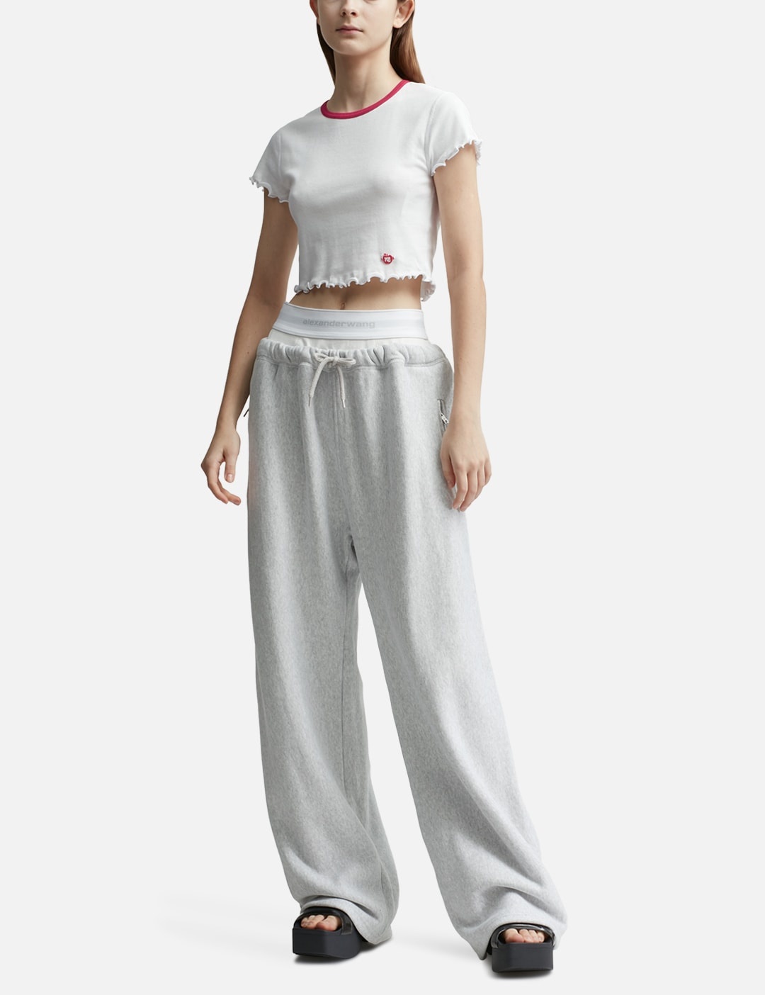 T BY ALEXANDER WANG, Logo Brief Wide Leg Sweatpants, Women