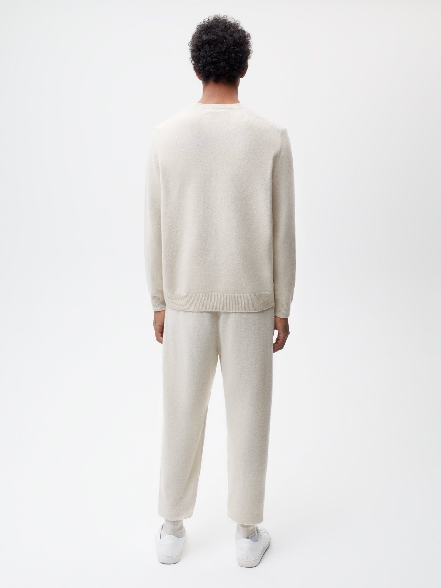 Mens Recycled Cashmere Track Pants - Oatmeal - 3