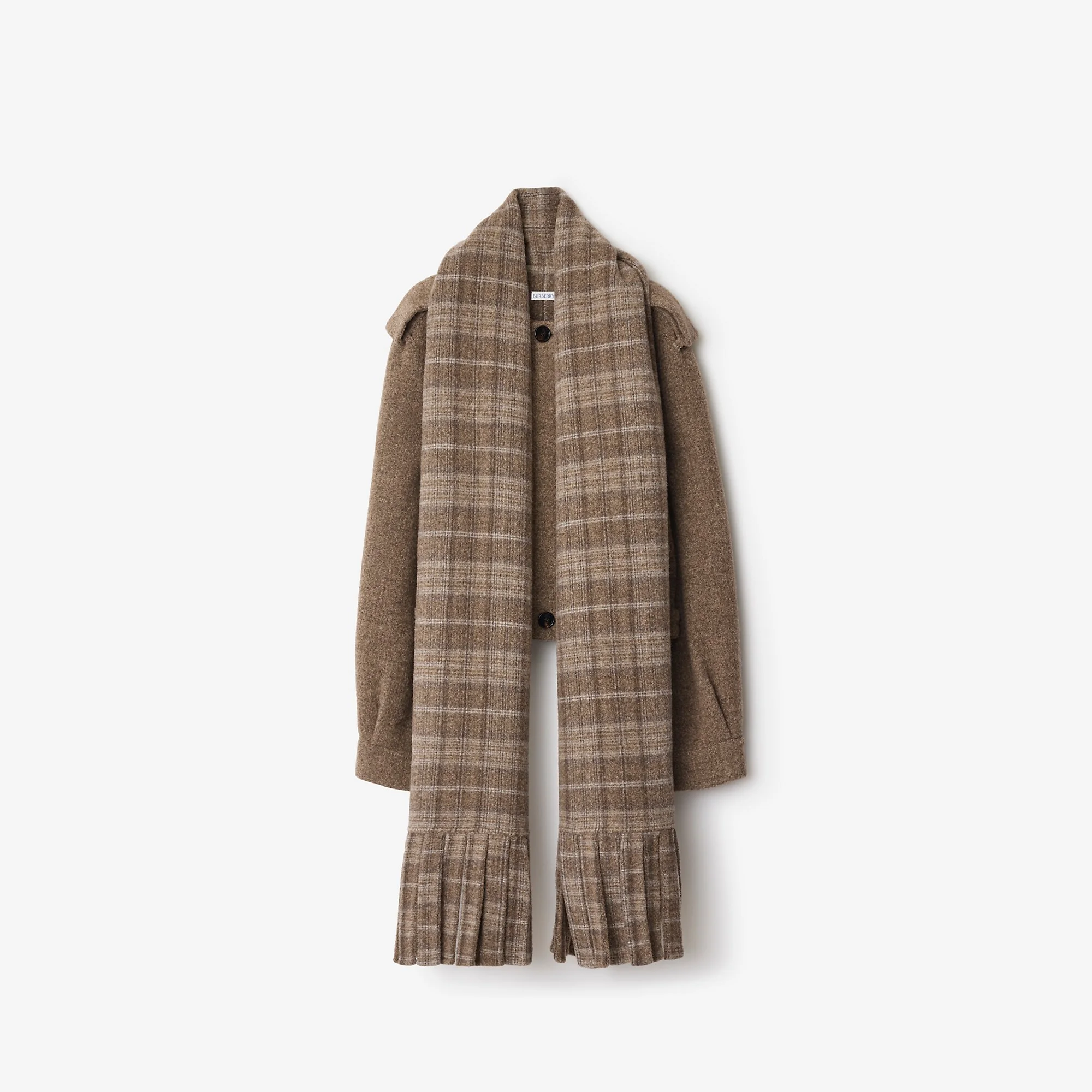 Detachable Scarf Wool Blend Jacket - 1