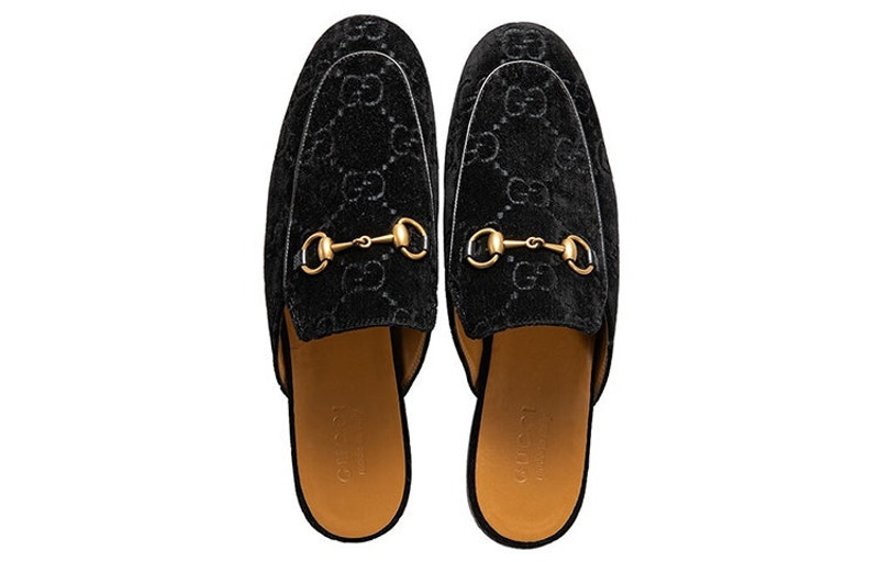 Gucci 프린스타운 편평한 '검정 우단' 457114-9JT00-1000 3