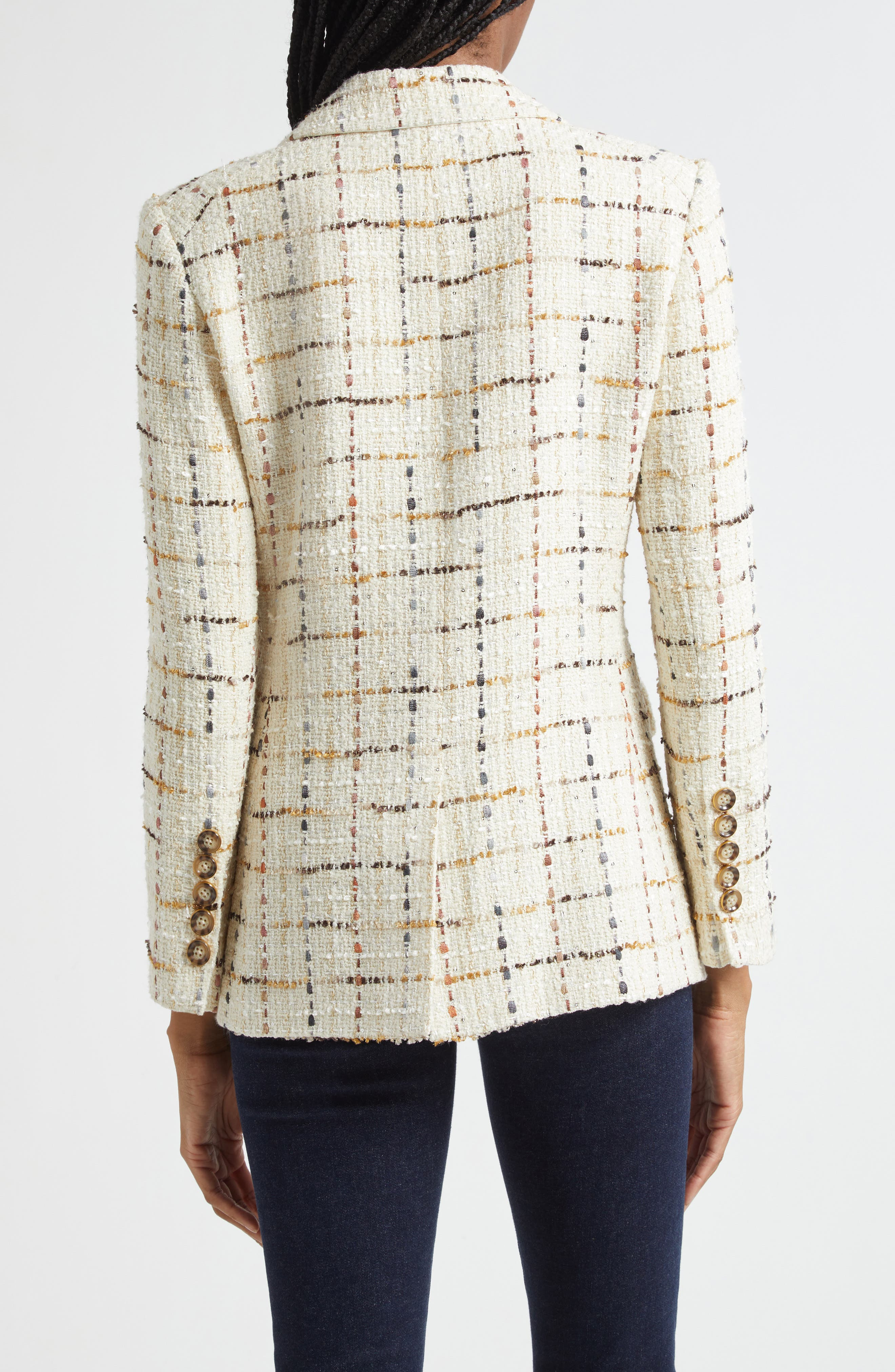 Veronica Beard Healy Check Tweed Dickey Jacket in Ecru Multi at Nordstrom - 5